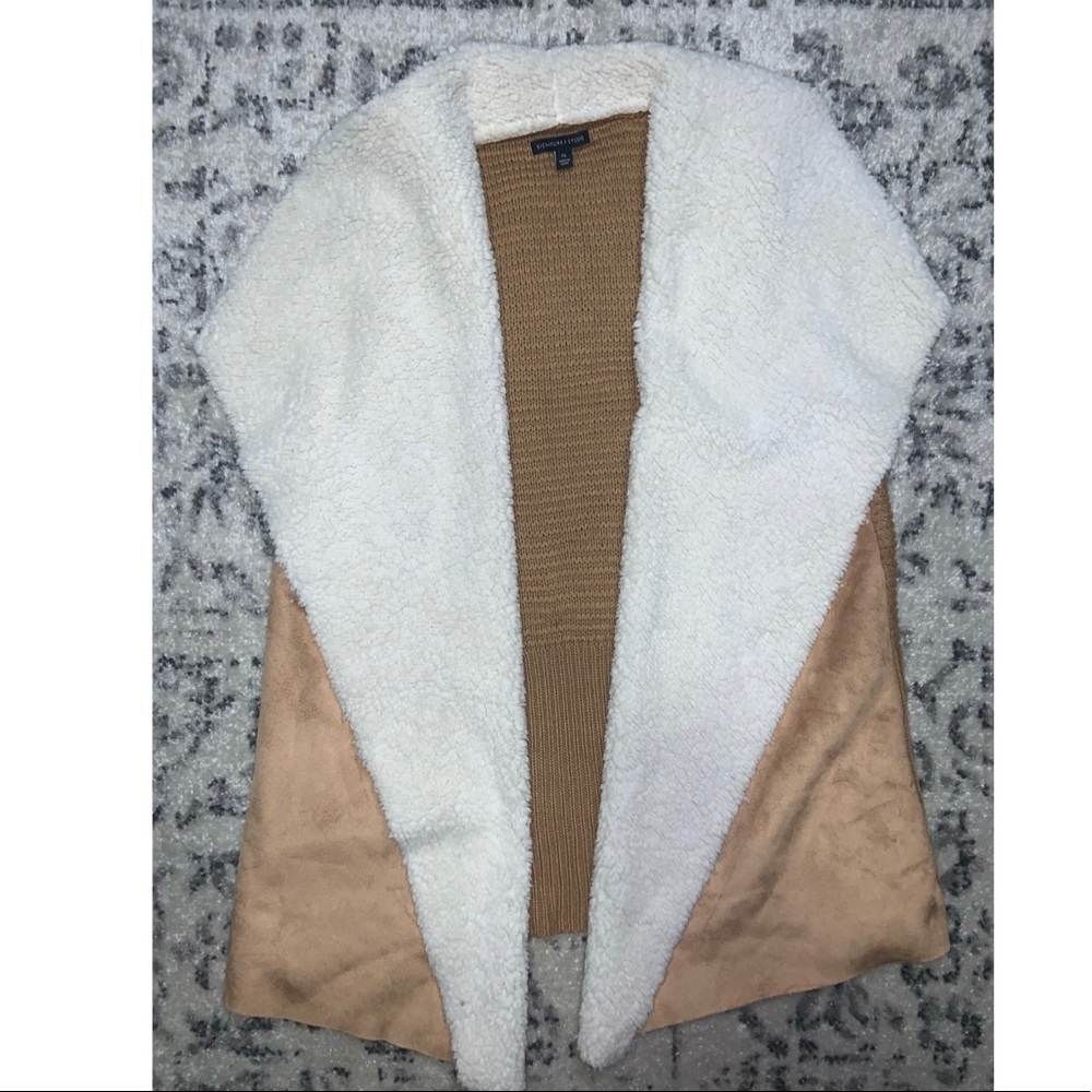 Tan With White Fur Long Vest